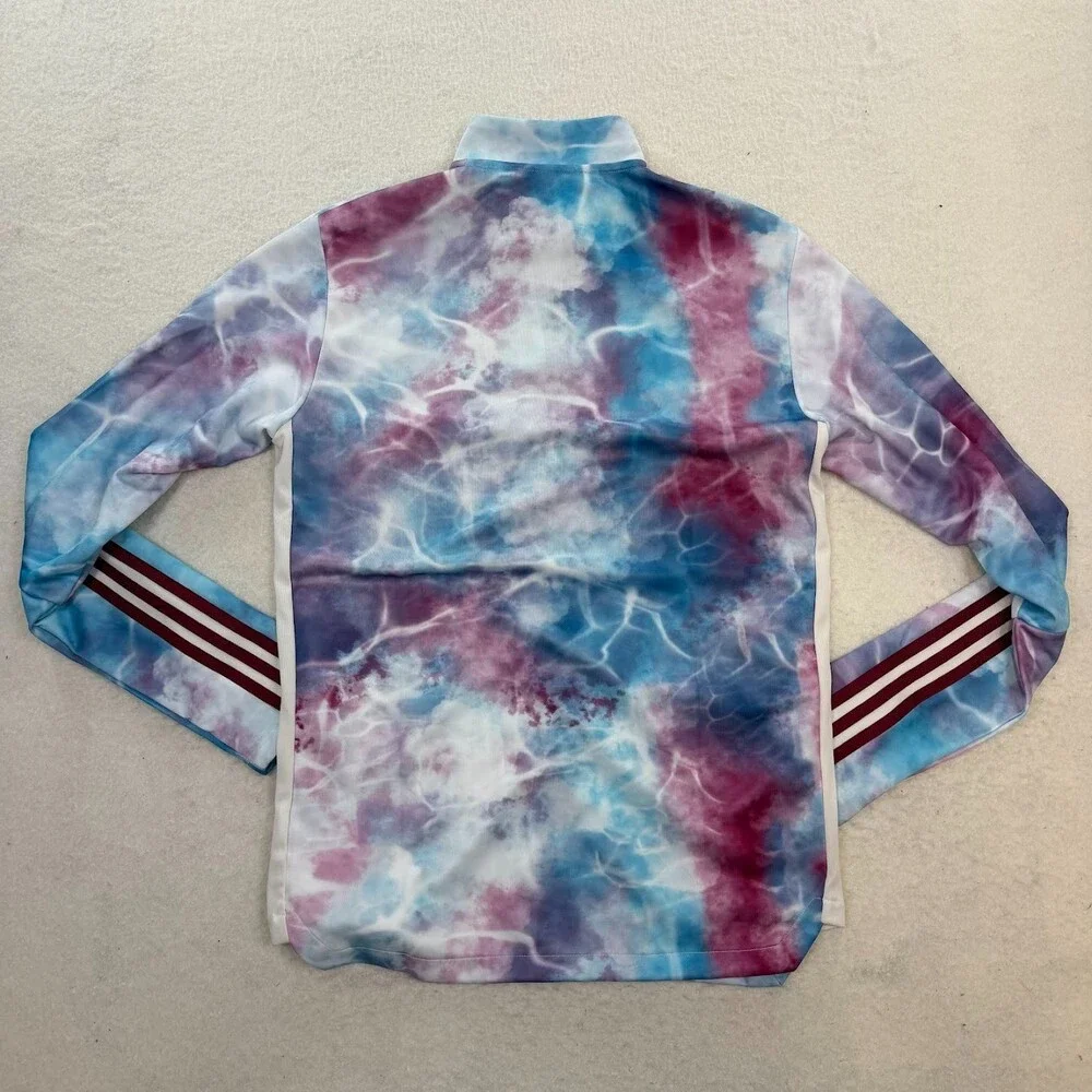 NWT adidas Men's Tiro Track Jacket Maroon Marble Tie Dye Three Stripe Size M - Picture 3 of 7